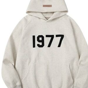 Fear of God Cream Hoodie with Black 1977 Graphic